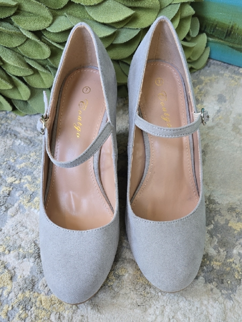 Coutgo Mary Jane Pumps Ankle Strap High Heel Round Toe Wedge Shoes Size 7 - Picture 9 of 11